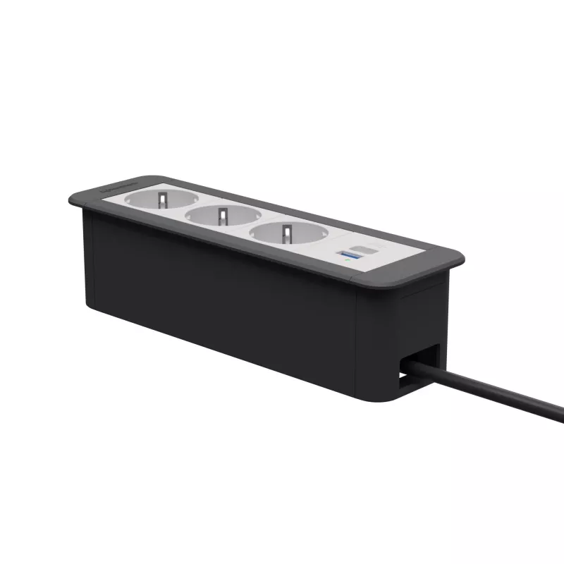 Kindermann CP Office Frame 4-fach 3x Schuko 1x USB-C PD Tischanschlussmodul
