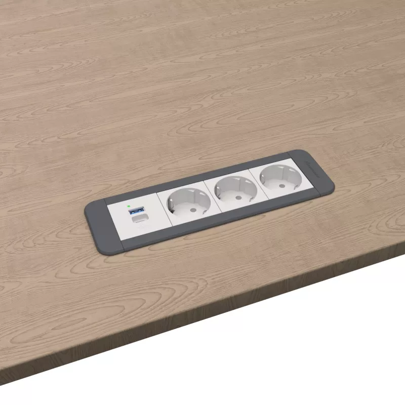 Kindermann CP Office Frame 4-fach 3x Schuko 1x USB-C PD Tischanschlussmodul
