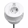 Kindermann CablePort Table White (STS-R90-2 weiß) - Tischanschlussfeld mit 2x Schuko-Steckdosen