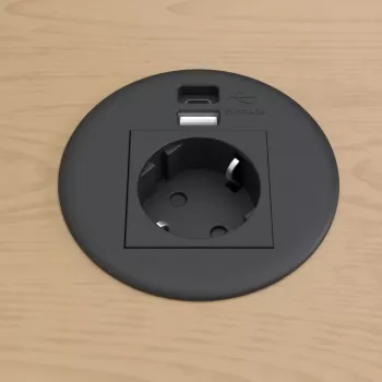 Kindermann CablePort Table Black (STS-R90-2 blac) - Tischanschlussfeld-Gehäuse