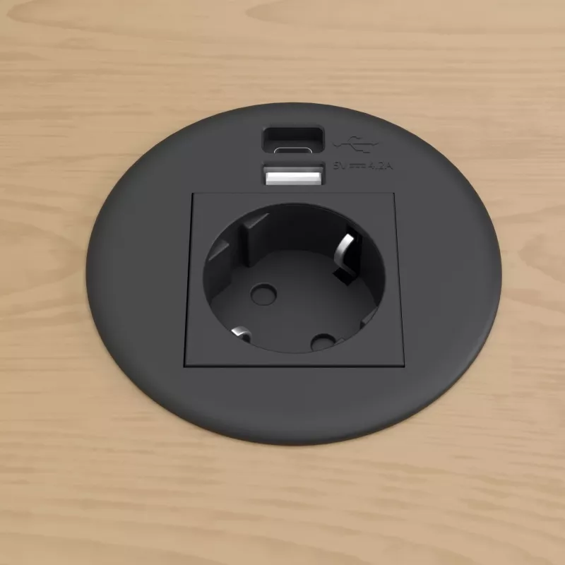 Kindermann CablePort Table Black (STS-R90-2 blac) - Tischanschlussfeld-Gehäuse