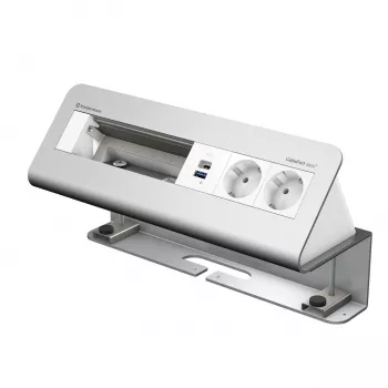 Kindermann CablePort desk² 6-fach 2x USB-Ladung Tischklemmenmodul Silber/Schwarz
