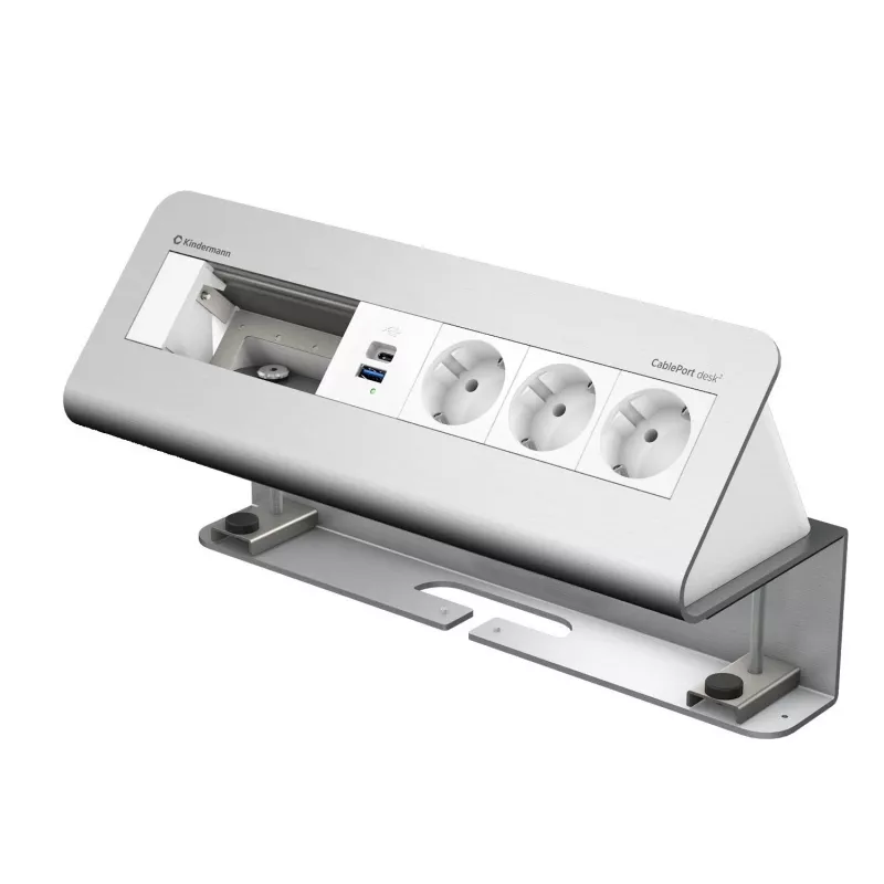 Kindermann CablePort desk² 6-fach 3x Strom USB Tischklemmenmodul (7430001163)