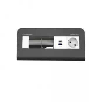 Kindermann CP desk² 80 4-fach Tischanschlussfeld mit 1x Strom und 1x USB-A, Silber/Schwarz