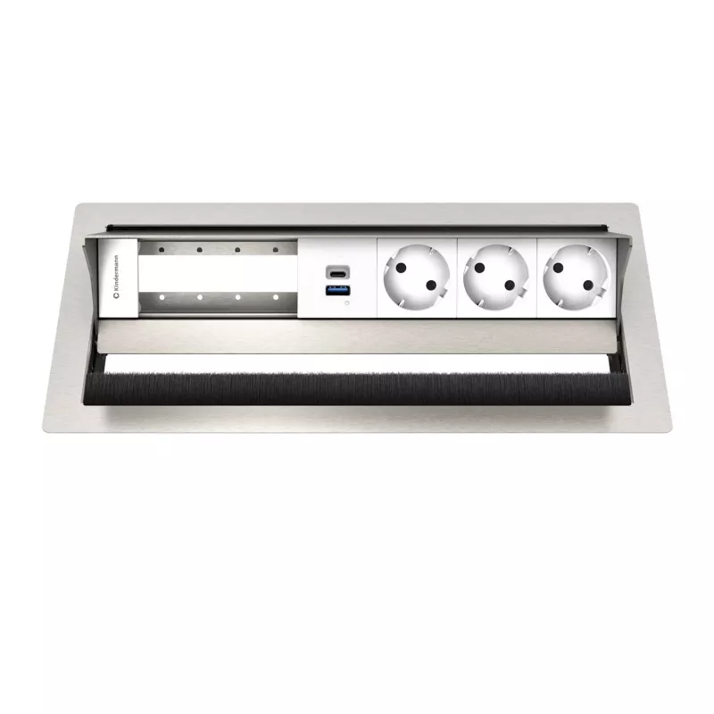 Kindermann CP Standard² VA 6f. 3xStr, 1xUSB Tischanschlussfeld