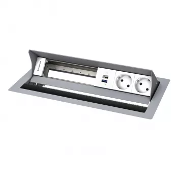 Kindermann CP Standard² 6-fach Tischanschlussfeld mit 2x Steckdosen, 1x USB-A-Ladeanschluss, HDMI, RJ45