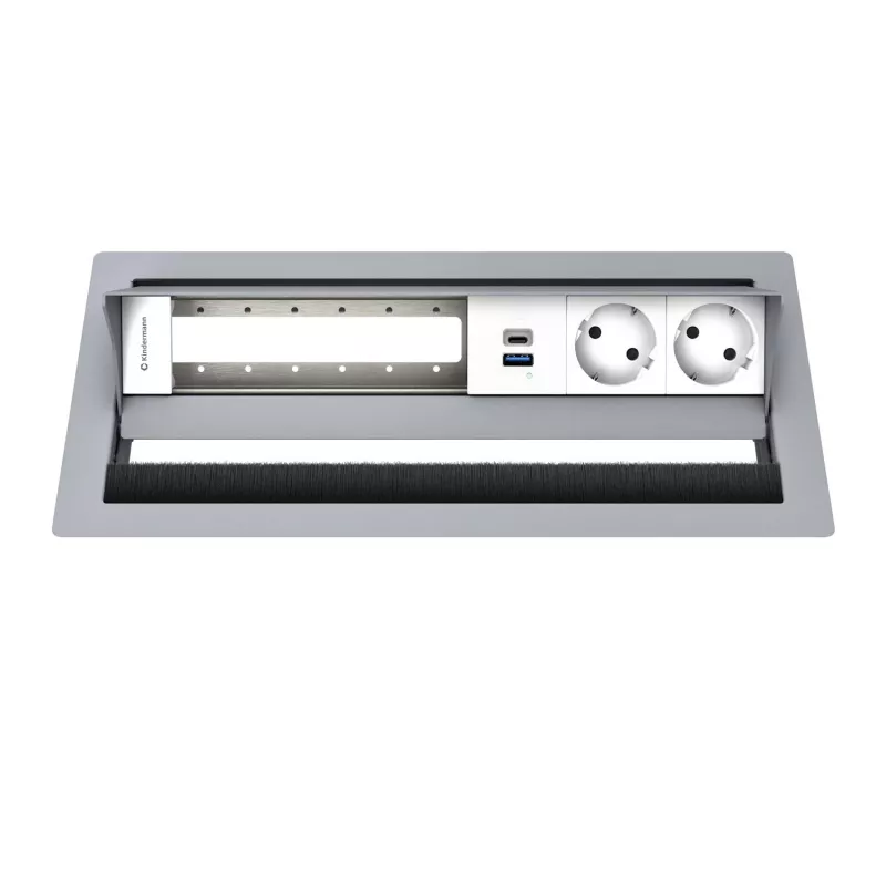 Kindermann CP Standard² 6-fach Tischanschlussfeld mit 2x Steckdosen, 1x USB-A-Ladeanschluss, HDMI, RJ45