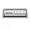 Kindermann CP Standard² 6-Fach Tischanschlussfeld mit 3x Strom und 1x USB-A-Ladefunktion, Silber