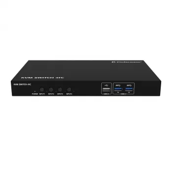 Kindermann KVM Switch 41C - 4-Port Digitaler KVM Switch mit DVI-D, USB, Audio, EDID-Emulation