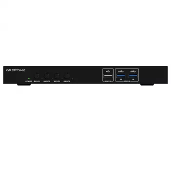 Kindermann KVM Switch 41C - 4-Port Digitaler KVM Switch mit DVI-D, USB, Audio, EDID-Emulation