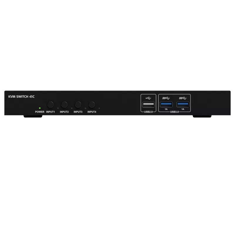 Kindermann KVM Switch 41C - 4-Port Digitaler KVM Switch mit DVI-D, USB, Audio, EDID-Emulation