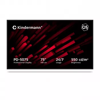 Kindermann Display PD-5075 3070000003 75 Zoll 4K UHD IPS 550 cd/m² 24/7 OPS-Slot Non-Touch