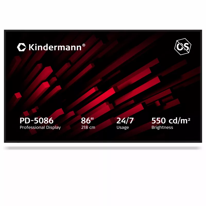 Kindermann Display PD-5086 86 inch 4K UHD Professional Digital Signage Display, 550 cd/m², 24/7, OPS-Slot, Non-Touch