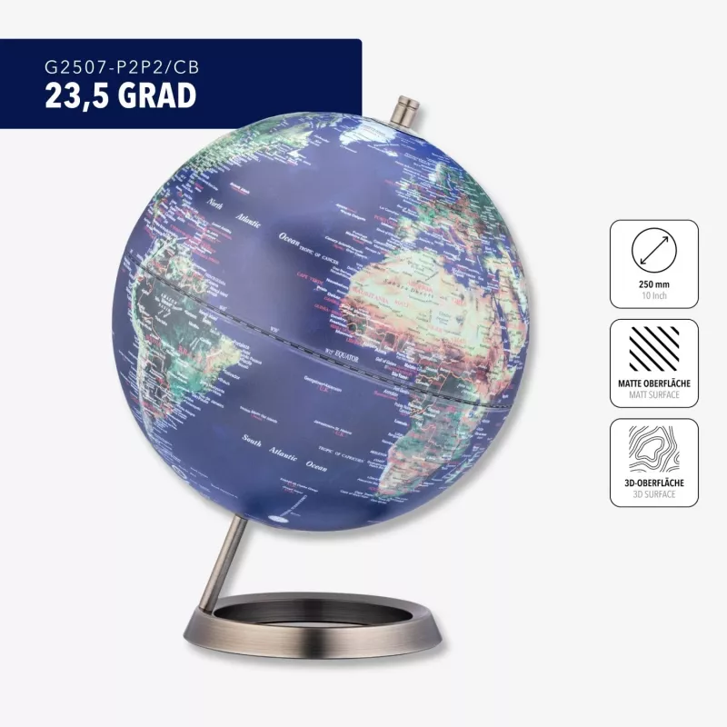 TROIKA Globe 23.5 Degrees (G2507-P2P2/CB) - Schreibtischglobus Briefbeschwerer, Chromsockel, 60mm