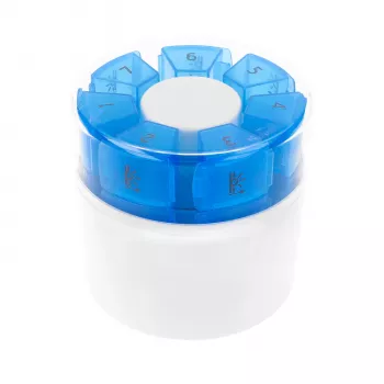 First Aid Only Pillendose mit Tablettenzerteiler Blau Weiß