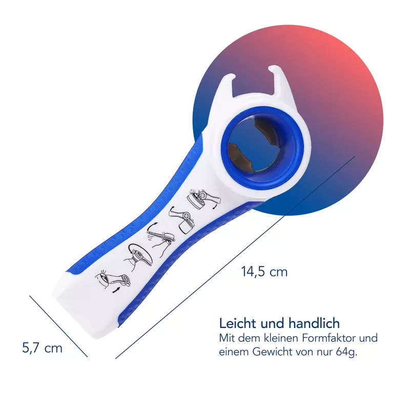 First Aid Only 5-in-1 Multi-Öffner für Flaschen und Dosen, Weiß/Blau, Reduziert Kraftaufwand