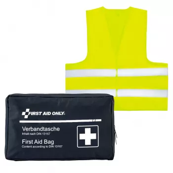 First Aid Only Motorcycle First Aid Kit DIN 13167 Blue with Warning Vest