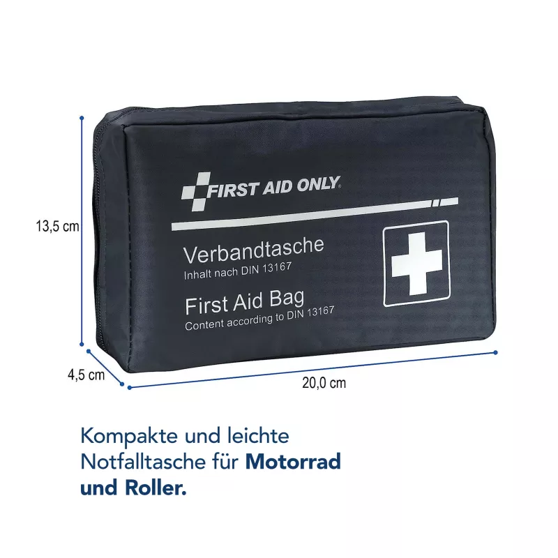 First Aid Only Motorcycle First Aid Kit DIN 13167 Blue with Warning Vest