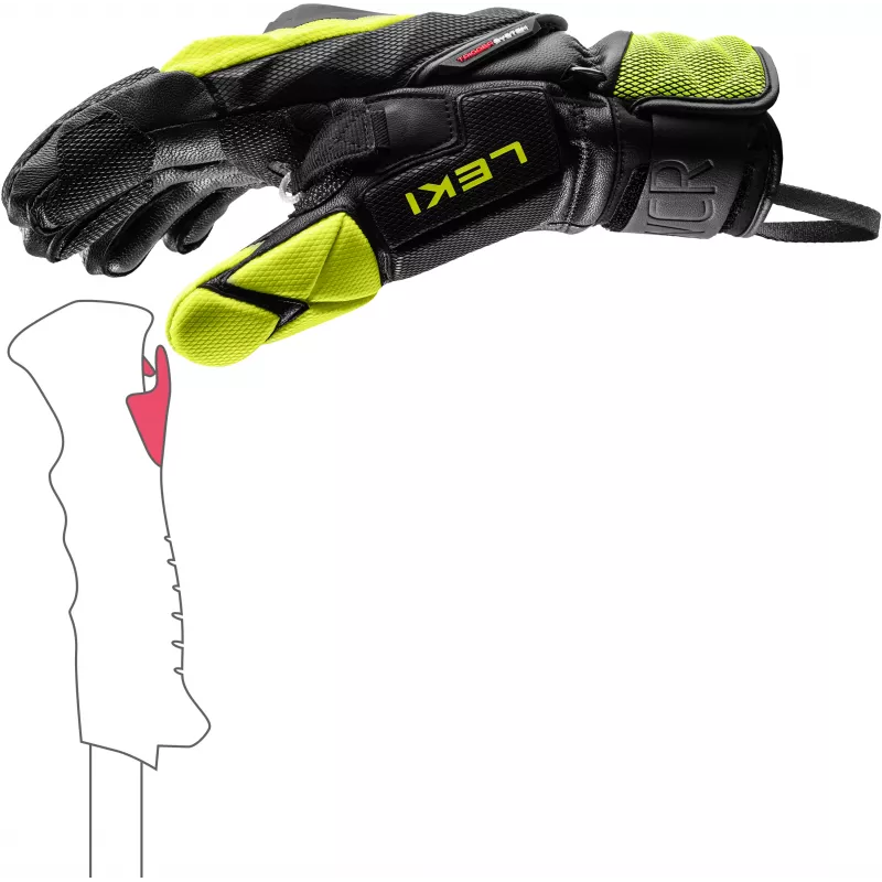 LEKI WCR Venom SL 3D Ski-Rennhandschuhe Schwarz/Gelb, Größe 10,0 (XL)