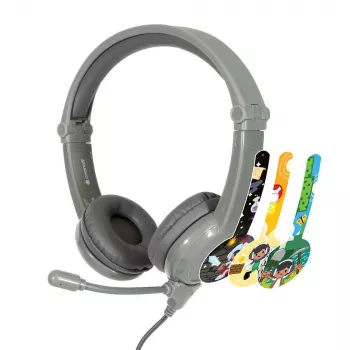 BUDDYPHONES Galaxy Grey Gaming-Kopfhörer für Kinder ab 3 Jahren, 85 dB