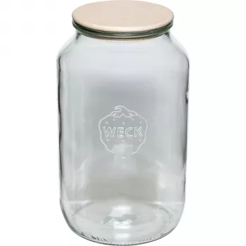 WECK Rundrandglas 3L mit Holzdeckel