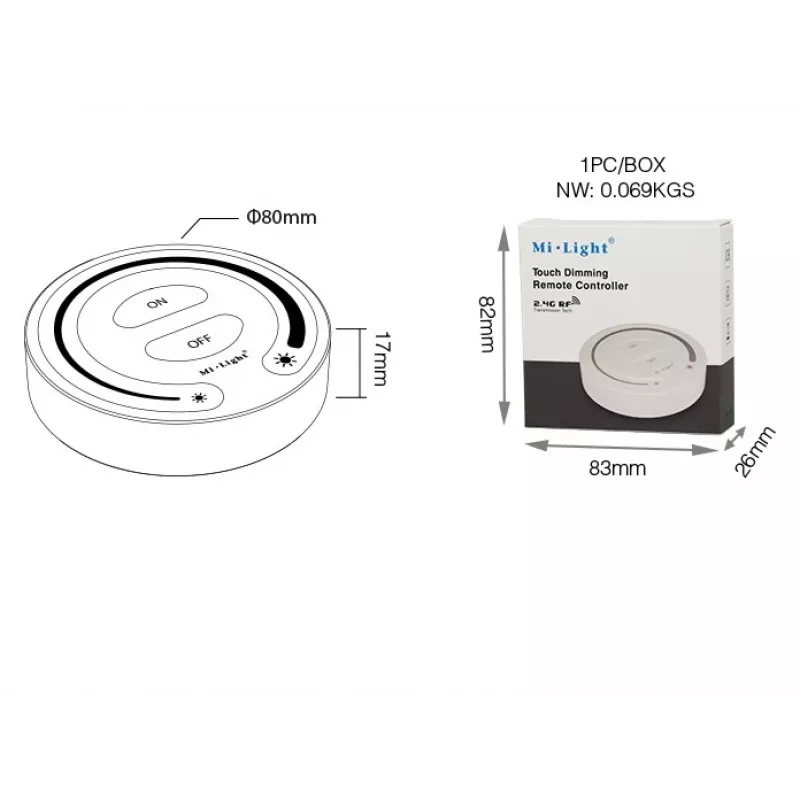 Synergy 21 LED-Fernbedienung Single Color Touch Dimmer für MiLight/MiBoxer
