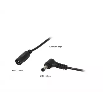 ALLNET DC-Verlängerungskabel 5,1 mm x 2,1 mm Buchse auf Stecker 1,5 m Schwarz (ALL-Adapt-Ext5-10-1500)