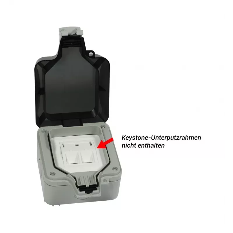 Synergy 21 Keystone-Modulgehäuse Aufputz IP66 mit Vorhängeschlossöse, Lichtgrau (RAL 7035) - S216381