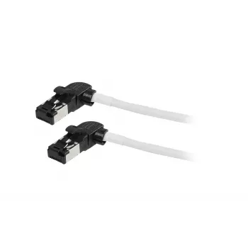 Synergy21 Patchkabel RJ45, CAT6A 500MHz, 0,25m, Weiß, S/FTP, Slimline Rund d=4,5mm, TPE/LSZH (Superflex), AWG28, mit CAT7-Rohstecker, drehbarer Stecker