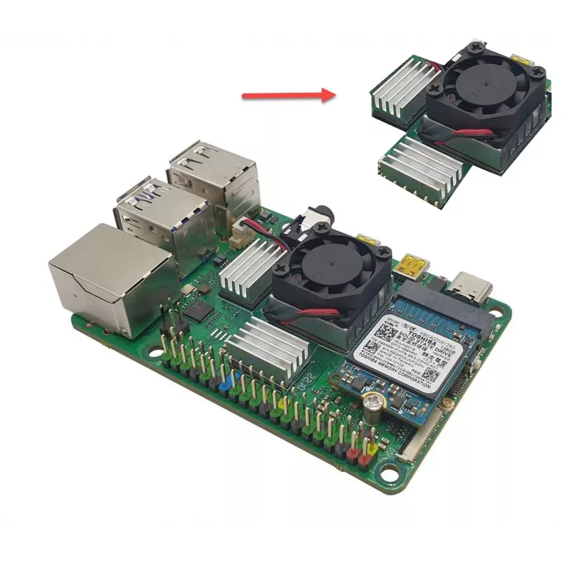 ALLNET Rock Pi 4C+ Heatsink Set (Rock4C+Heat-Set) - Passives Kühlset für Radxa Rock Pi 4C Plus