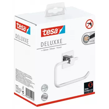 Tesa 40400 Deluxxe Toilettenpapierhalter ohne Deckel - Chrom, selbstklebend