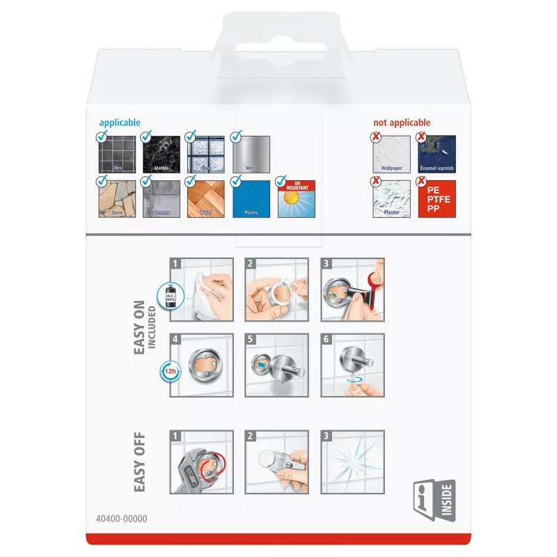 Tesa 40400 Deluxxe Toilettenpapierhalter ohne Deckel - Chrom, selbstklebend