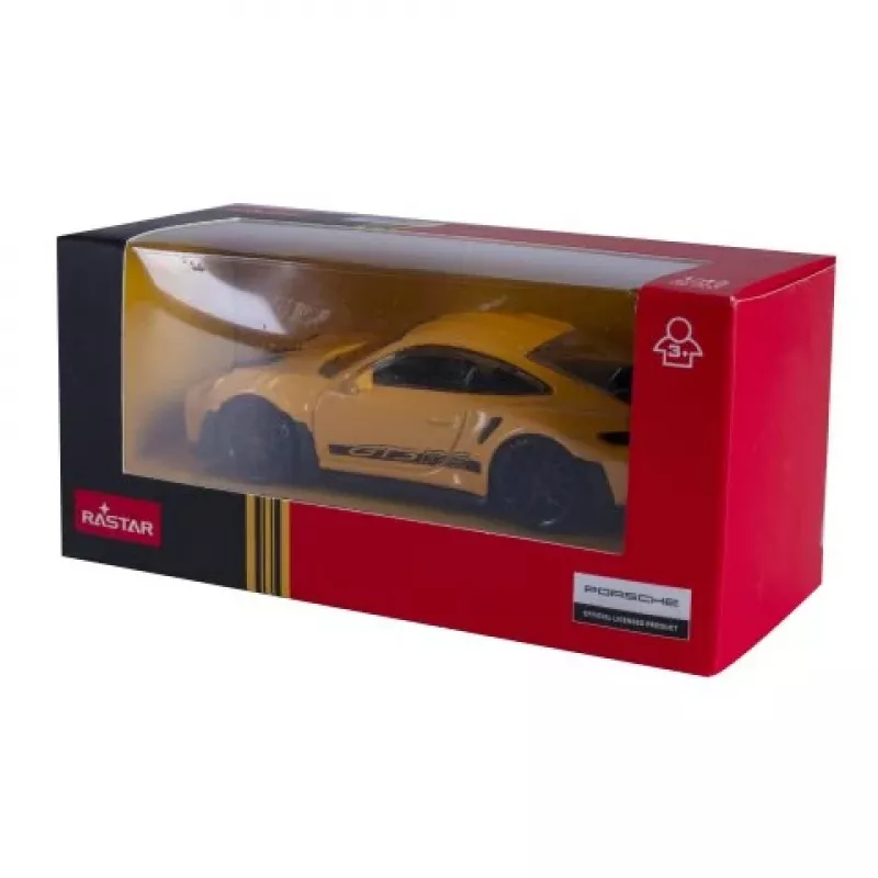 JAMARA Porsche 911 GT3 RS 1:43 Gelbes Druckguss-Modellauto (402238)