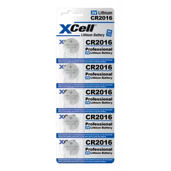XCell CR2016 Lithium-Knopfzelle 3V 80mAh - 5er Pack