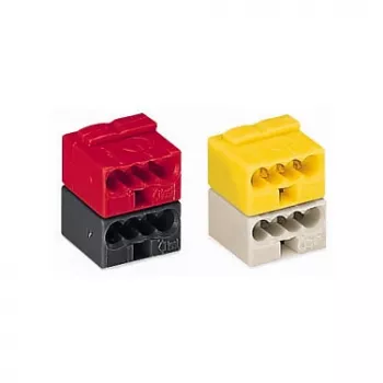 WAGO 243-212 Series 243 4-Leiter-Buchsenklemme PUSH WIRE, 0,8 mm, Lichtgrau/Gelb