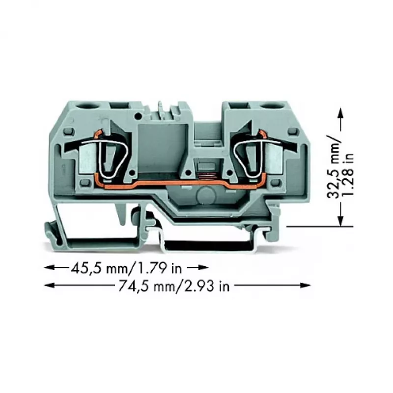 WAGO 282-901 2-Leiter-Durchgangsklemme, 6 mm, Grau