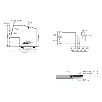 WAGO 750-963 D-Sub-Anschlussmodul, 9-polig Buchse, Grau, IP20, für WAGO I/O System 750