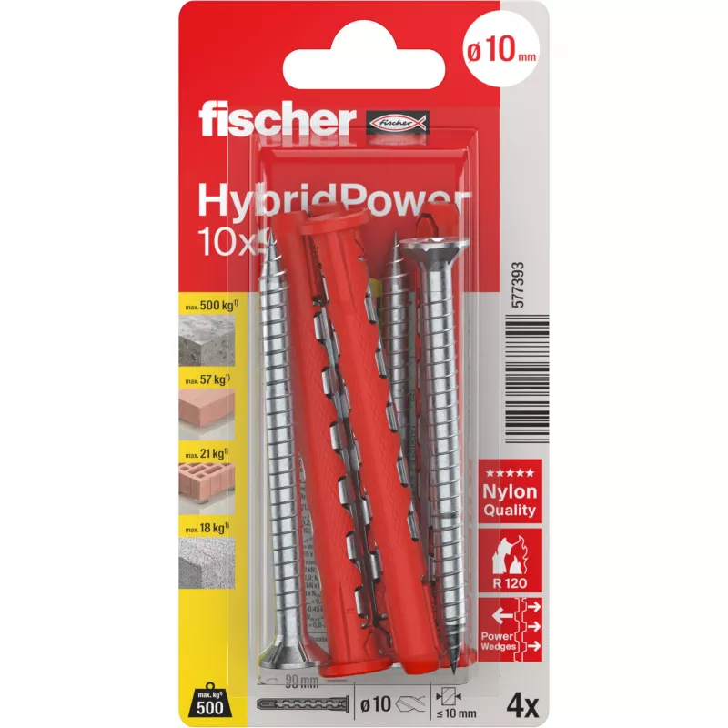 Fischer HybridPower 10x90 T K Edelstahl-Konstruktionsschraube 10x90 mm Torx T40