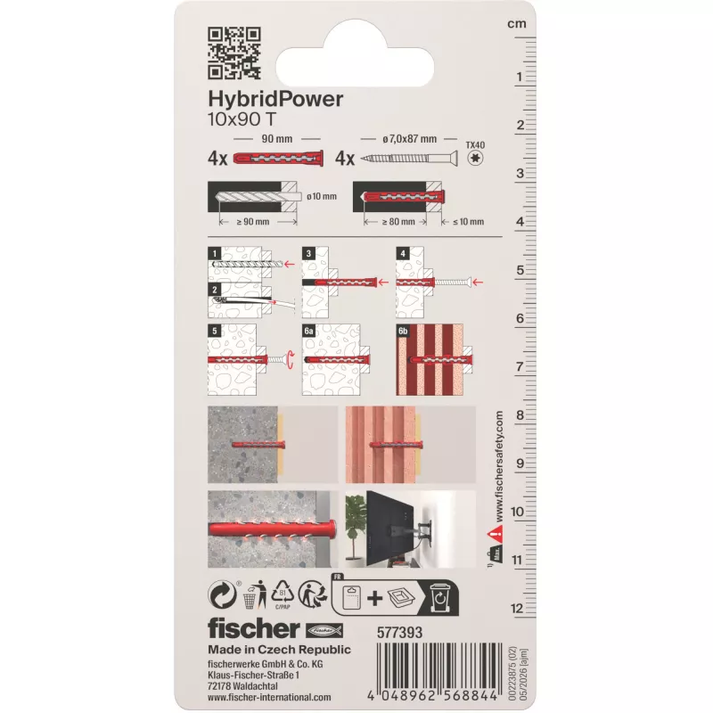 Fischer HybridPower 10x90 T K Edelstahl-Konstruktionsschraube 10x90 mm Torx T40