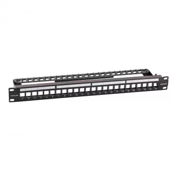 EFB Elektronik 19-Zoll 24-Port 1U Verteilerpanel für Keystone-Module, Tiefschwarz (RAL 9005)