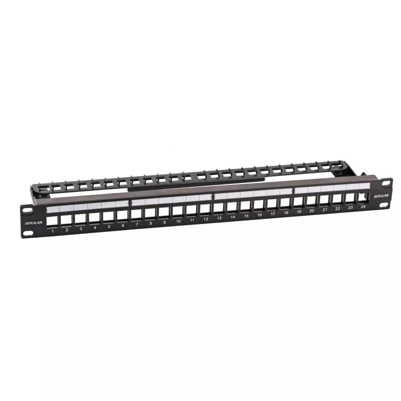 EFB Elektronik 19-Zoll 24-Port 1U Verteilerpanel für Keystone-Module, Tiefschwarz (RAL 9005)