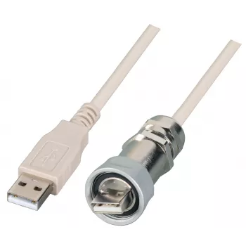 EFB IP67 USB 2.0 Kabelverschraubung M20, USB Typ-A Stecker auf USB Typ-A Stecker, 1,0 m, Silber/Schwarz