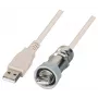 EFB IP67 USB 2.0 Kabelverschraubung M20, USB Typ-A Stecker auf USB Typ-A Stecker, 1,0 m, Silber/Schwarz