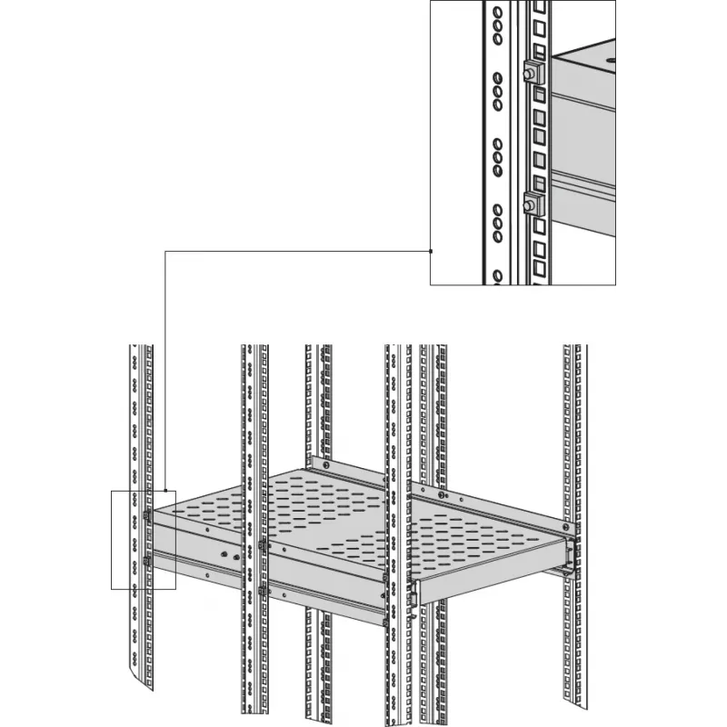 EFB Elektronik Heavy-Duty Extendable Shelf, 6 x Side Mounting, 140 kg, RAL 9005 (691640ATS.02)