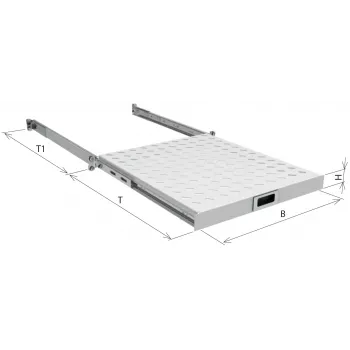 EFB-Elektronik 19 inch 1U Ausziehboden, einstellbare Einbautiefe 950-1050 mm, 30 kg Tragfähigkeit, Schranktiefe 1200 mm, RAL 7035 Lichtgrau
