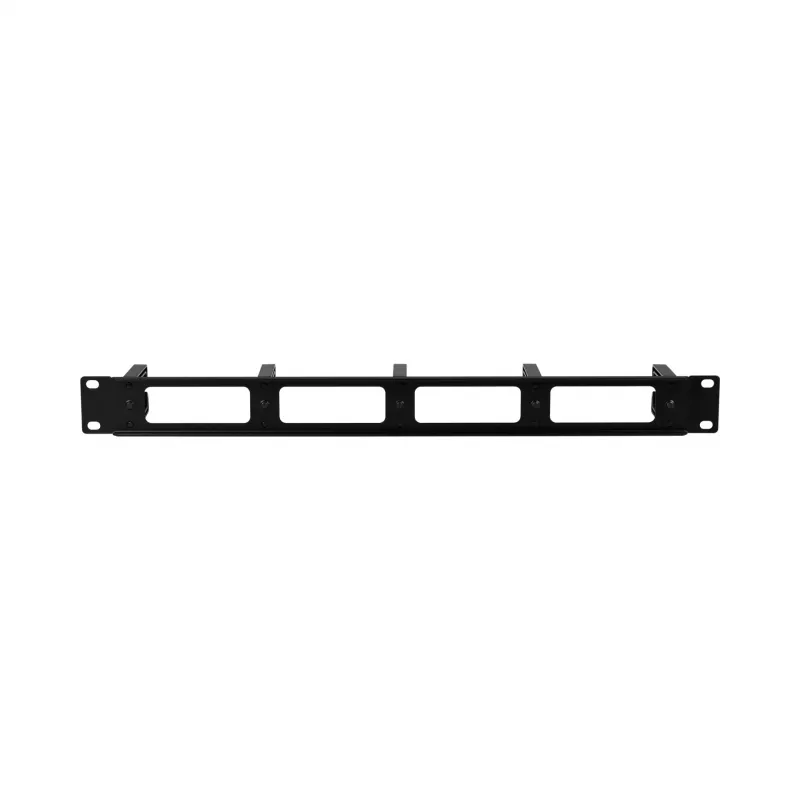 EFB ELEKTRONIK 19 inch 1U Kabelmanagement-Panel mit 4 Durchführungen und 5 Kunststoffhalterungen, RAL 9005 Tiefschwarz