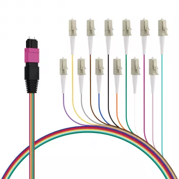 EFB ELEKTRONIK MPO-PLUS(M)-LC Fanout-Kabel OM4 12 Fasern Typ B LSZH Erika-Violett 0,4 m