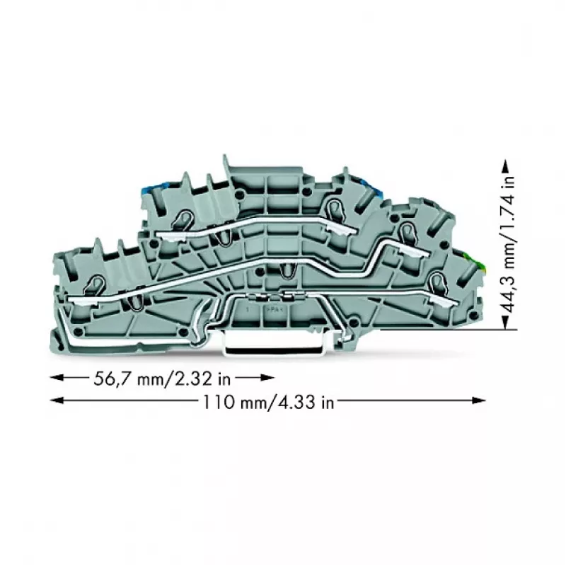 WAGO 2003-6646 Mehrstufige Installationsklemme, N/L/PE, 2,5 mm², Push-in CAGE CLAMP, Grau