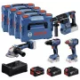BOSCH POWERTOOLS Combo Kit 18V Akku-Bohrschrauber, Schlagschrauber, Bohrhammer, Winkelschleifer (4-Tool Kit)