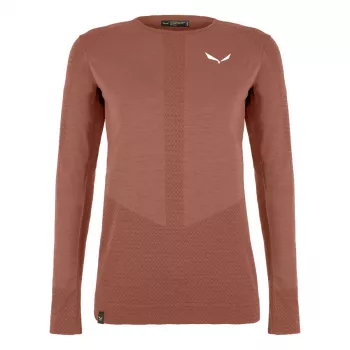 Salewa Zebru Medium Warm AMR L/S Tee Damen Thermobasisschicht - Etruskischrot, Größe S